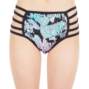 iHeartRaves Blue Enchanted Skies Sequin Strappy Shorts